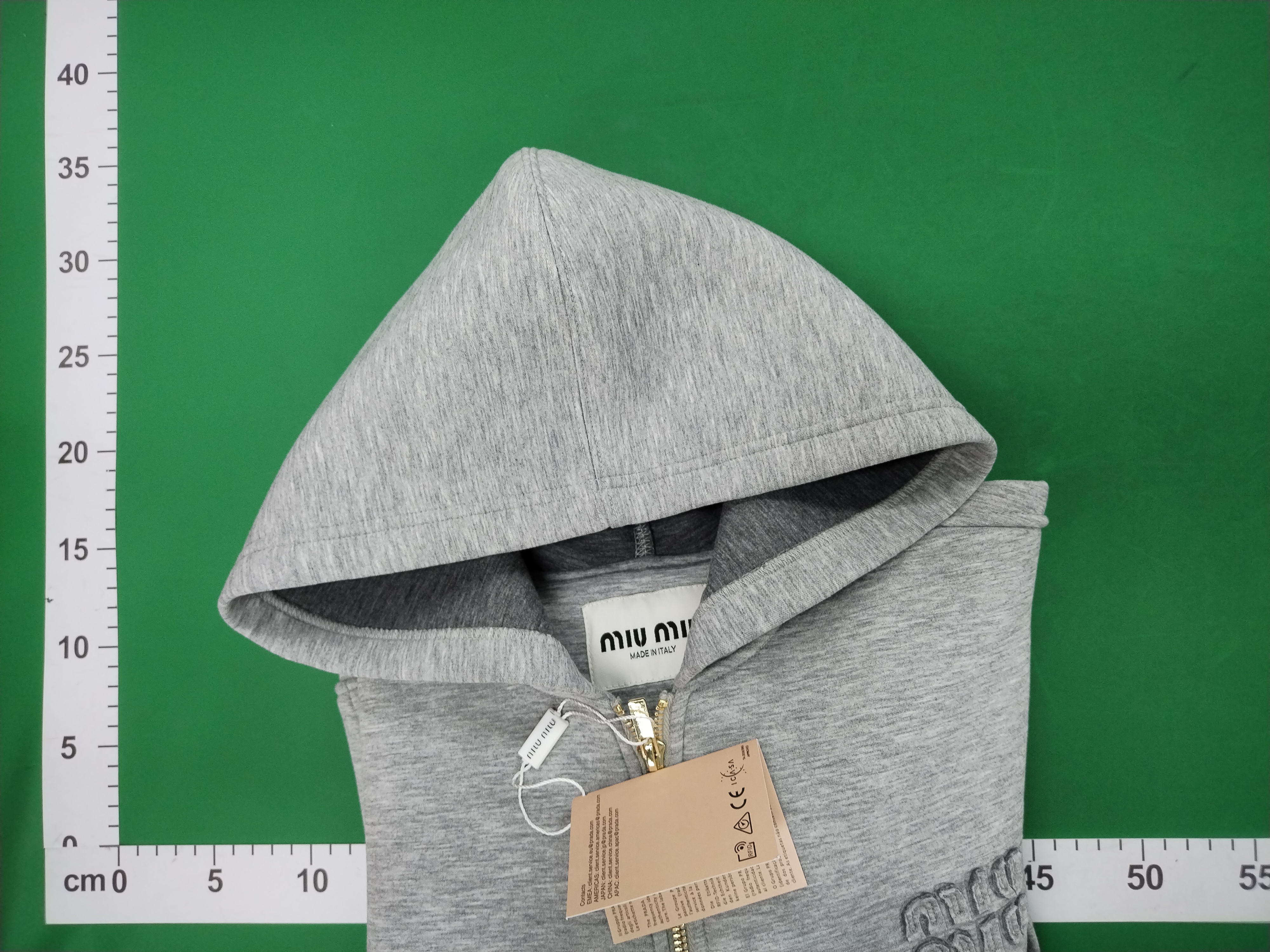 QC Photo - Miu Miu Boxy Fit Grey Zip-Up Hoodie